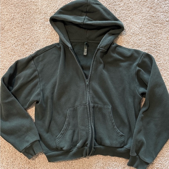 SKIMS Tops - Dark Green Zip-Up Hoodie